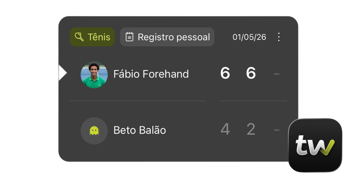 Uma partida registrada contra um jogador fora do Tweener, marcada como Registro Pessoal